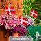 G128 12 Pack Handheld Denmark Danish Stick Flags | 8x12 In | Printed 150D Polyester, Country Flag, Solid Wooden Stick, Spear Gold Tip
